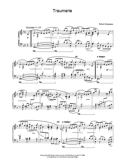 Robert Schumann Traumerie Sheet Music Notes & Chords for Piano Solo - Download or Print PDF