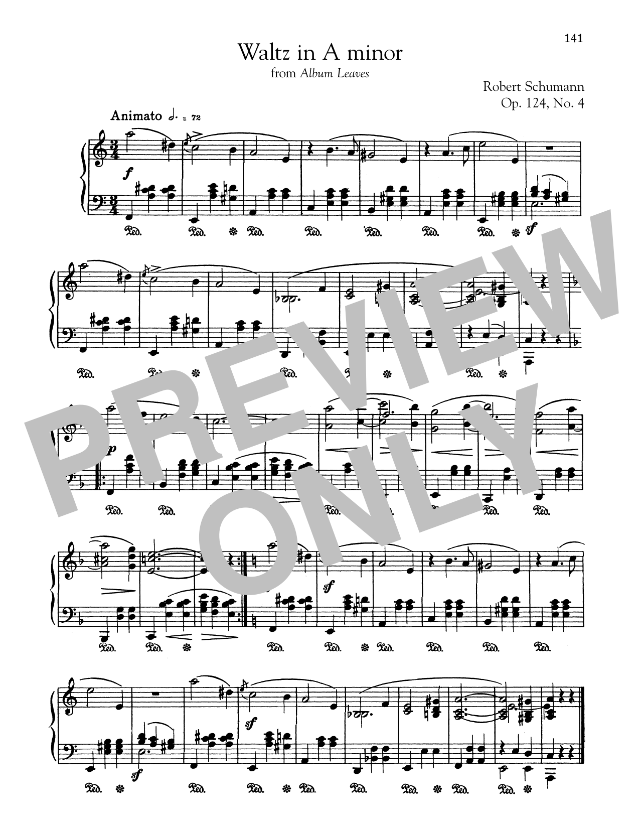 Robert Schumann Waltz In A Minor Sheet Music Notes & Chords for Piano Solo - Download or Print PDF