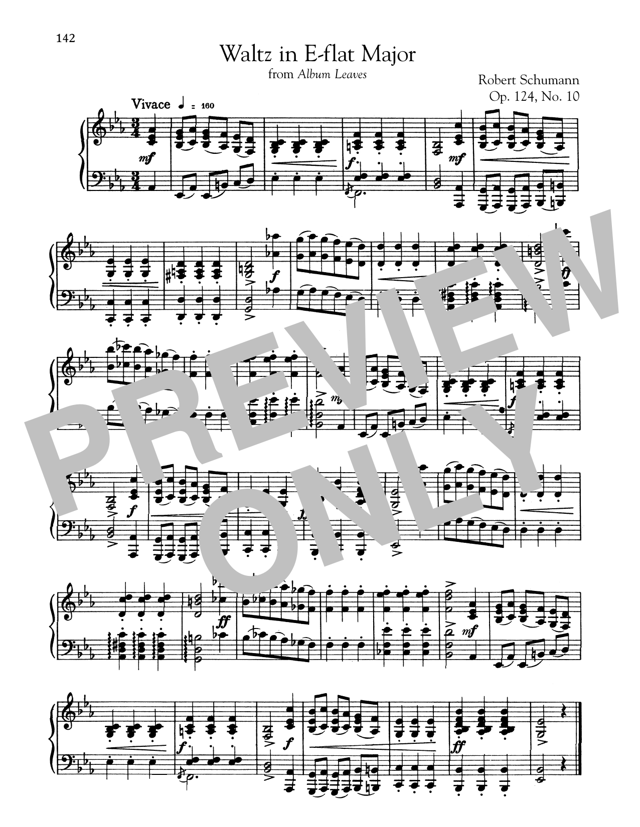 Robert Schumann Waltz In E-Flat Major Sheet Music Notes & Chords for Piano - Download or Print PDF