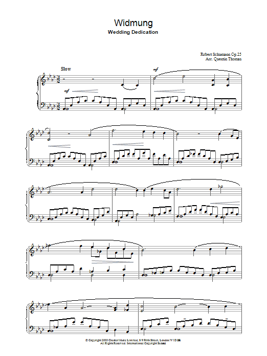 Robert Schumann Widmung Sheet Music Notes & Chords for Piano - Download or Print PDF