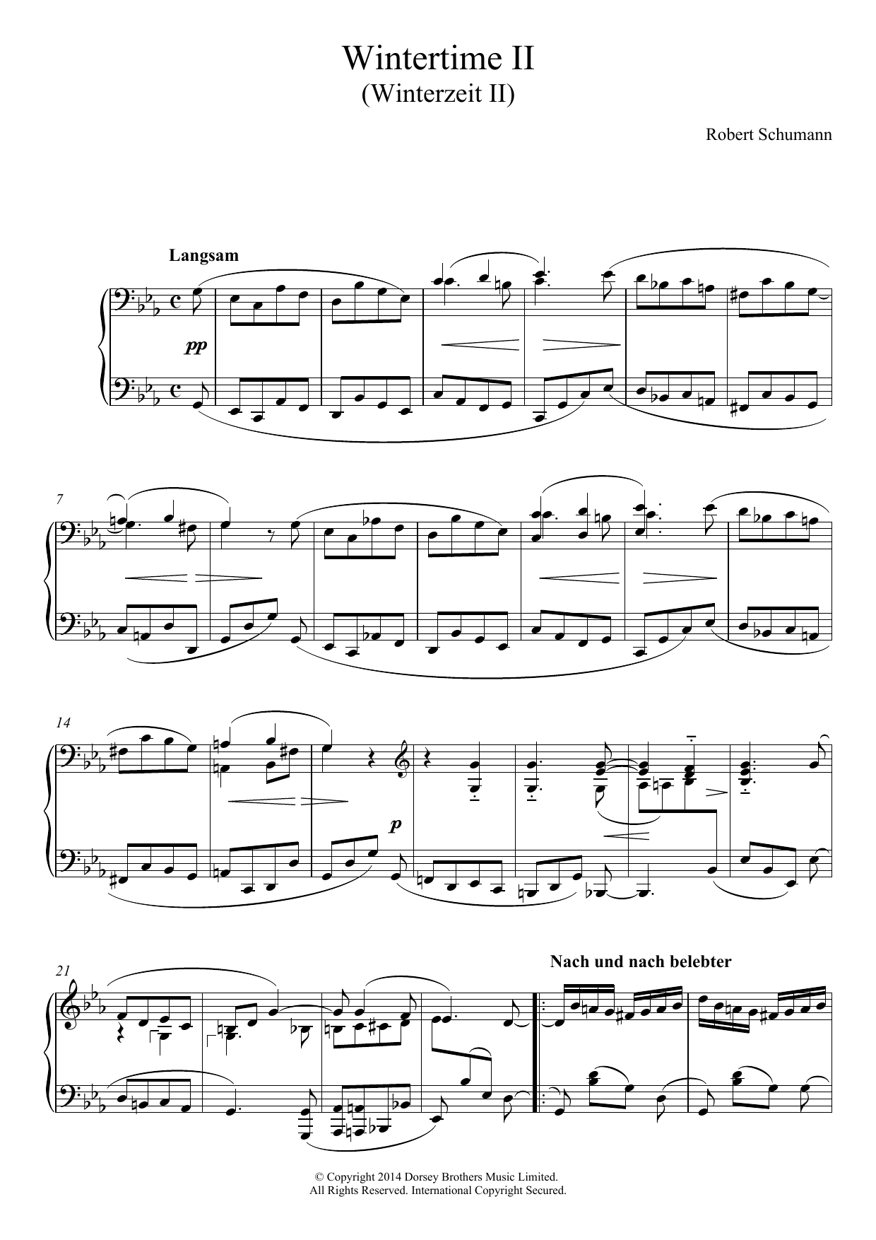 Robert Schumann Wintertime (from 'Album For The Young') Sheet Music Notes & Chords for Piano - Download or Print PDF