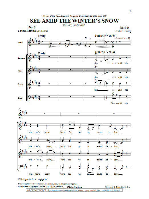 Robert Sieving See Amid The Winter's Snow Sheet Music Notes & Chords for SATB - Download or Print PDF