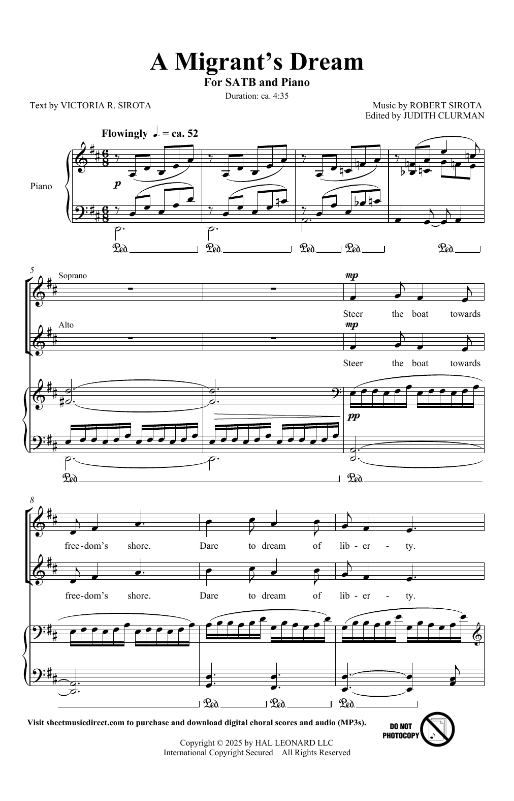 Robert Sirota and Victoria R. Sirota A Migrant's Dream Sheet Music Notes & Chords for SATB Choir - Download or Print PDF