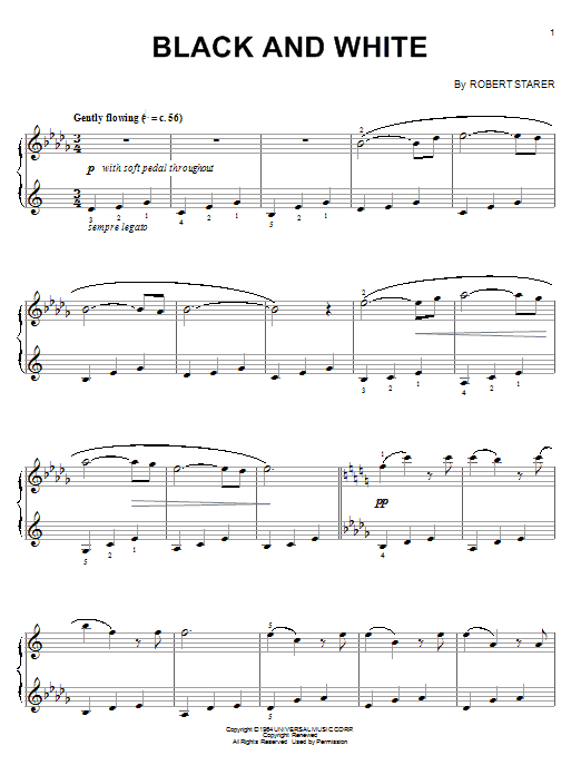 Robert Starer Black And White Sheet Music Notes & Chords for Piano Solo - Download or Print PDF