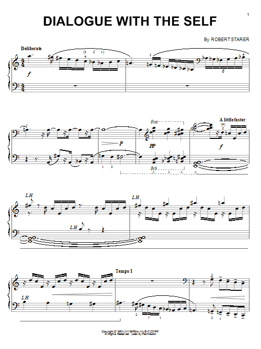 Robert Starer Dialogue With The Self Sheet Music Notes & Chords for Piano Solo - Download or Print PDF