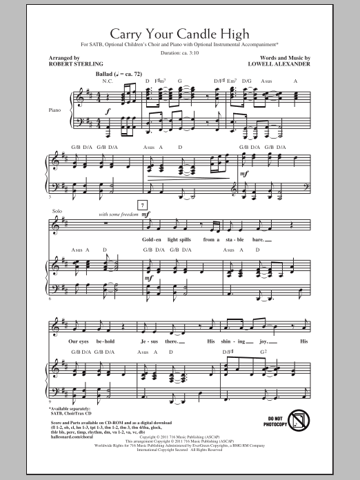 Lowell Alexander Carry Your Candle High (arr. Robert Sterling) Sheet Music Notes & Chords for SATB - Download or Print PDF