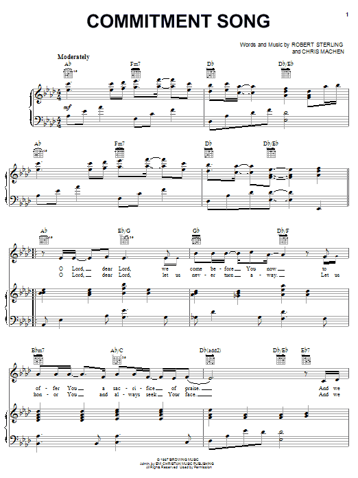 Robert Sterling Commitment Song Sheet Music Notes & Chords for Piano, Vocal & Guitar (Right-Hand Melody) - Download or Print PDF