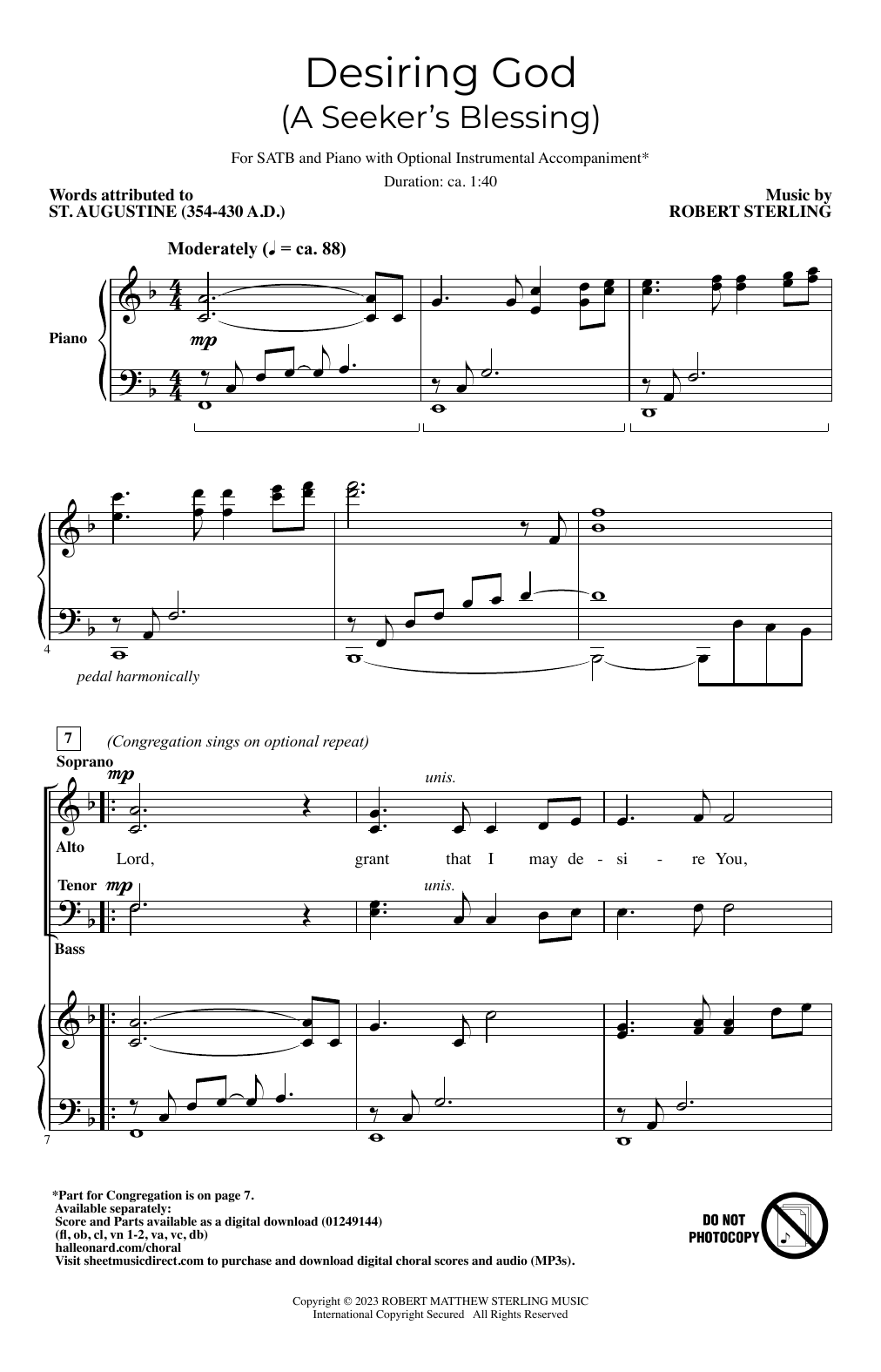 Robert Sterling Desiring God (A Seeker's Blessing) Sheet Music Notes & Chords for SATB Choir - Download or Print PDF