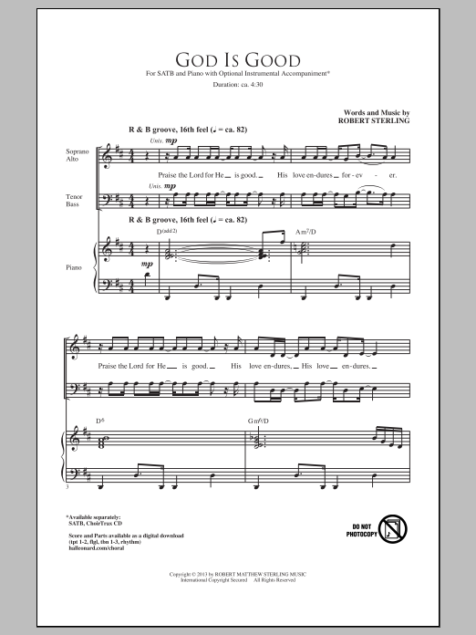 Robert Sterling God Is Good Sheet Music Notes & Chords for SATB - Download or Print PDF
