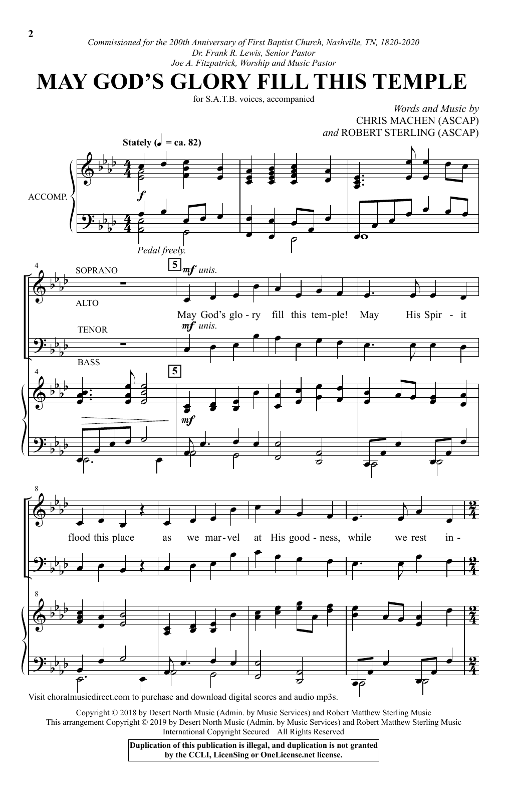 Robert Sterling May God's Glory Fill This Temple Sheet Music Notes & Chords for SATB Choir - Download or Print PDF