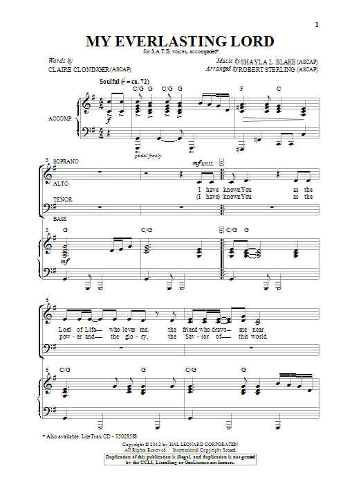 Robert Sterling My Everlasting Lord Sheet Music Notes & Chords for SATB - Download or Print PDF
