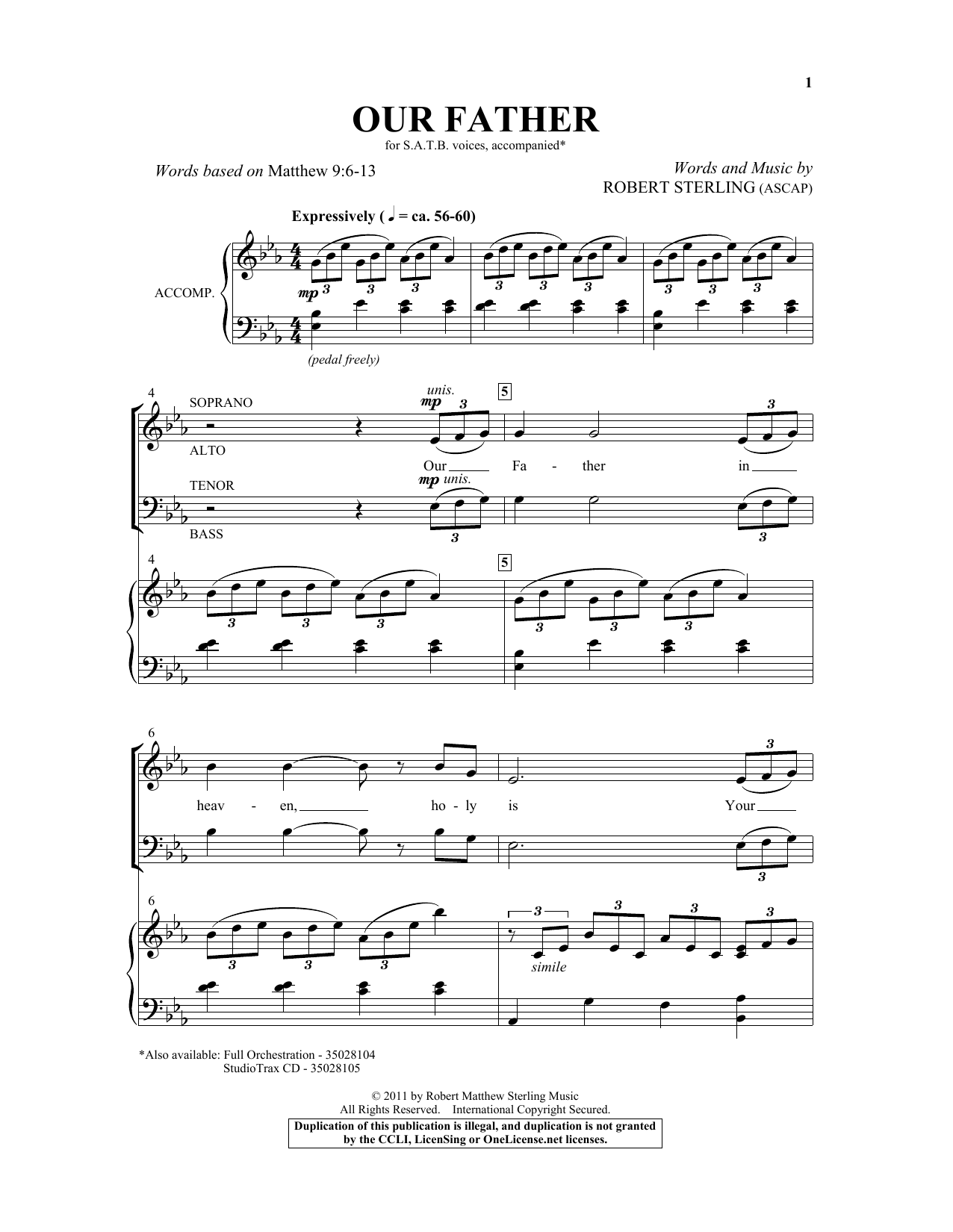 Robert Sterling Our Father Sheet Music Notes & Chords for SATB - Download or Print PDF