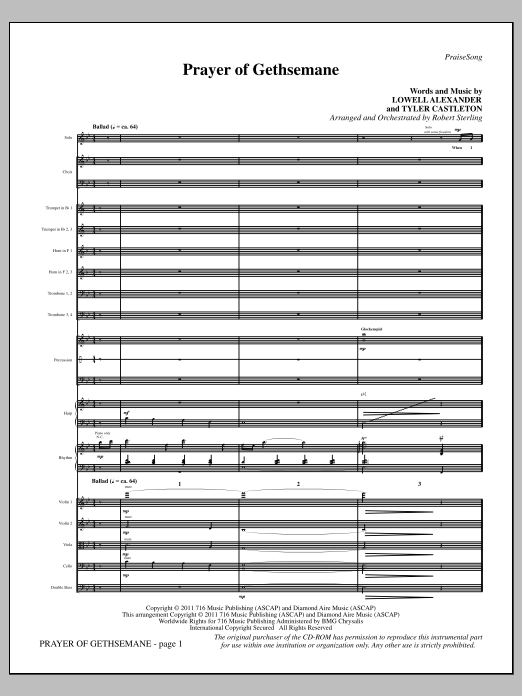 Robert Sterling Prayer Of Gethsemane - Full Score Sheet Music Notes & Chords for Choir Instrumental Pak - Download or Print PDF