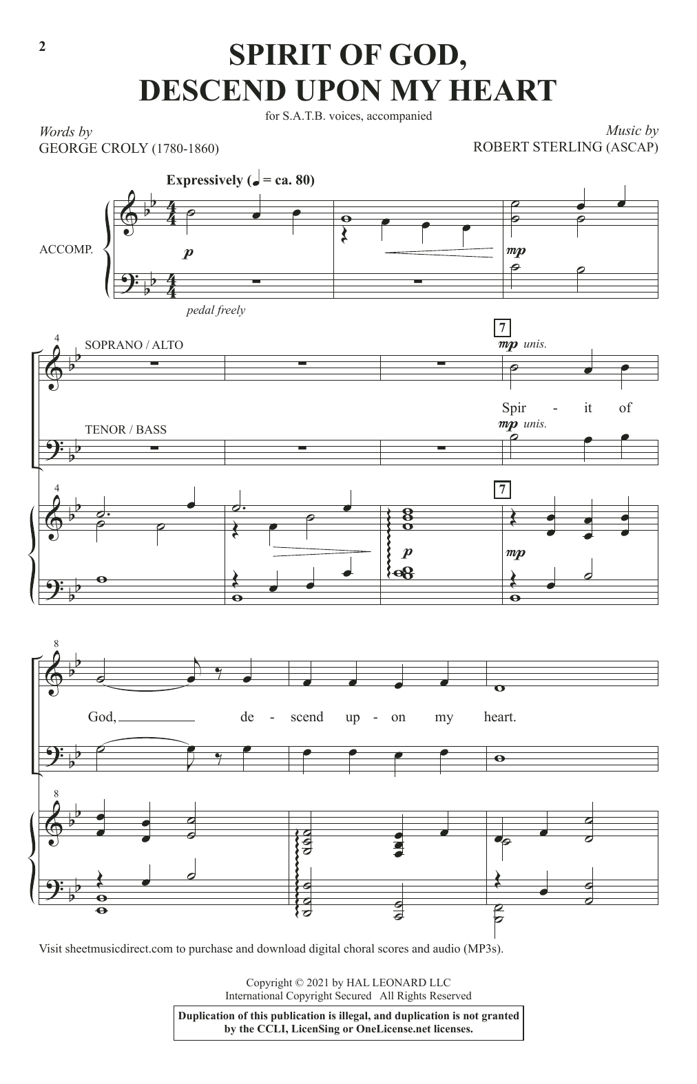 Robert Sterling Spirit Of God, Descend Upon My Heart Sheet Music Notes & Chords for SATB Choir - Download or Print PDF