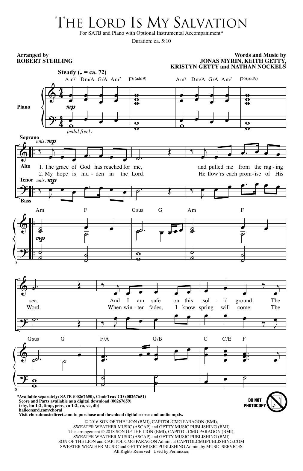 Robert Sterling The Lord Is My Salvation Sheet Music Notes & Chords for SATB - Download or Print PDF