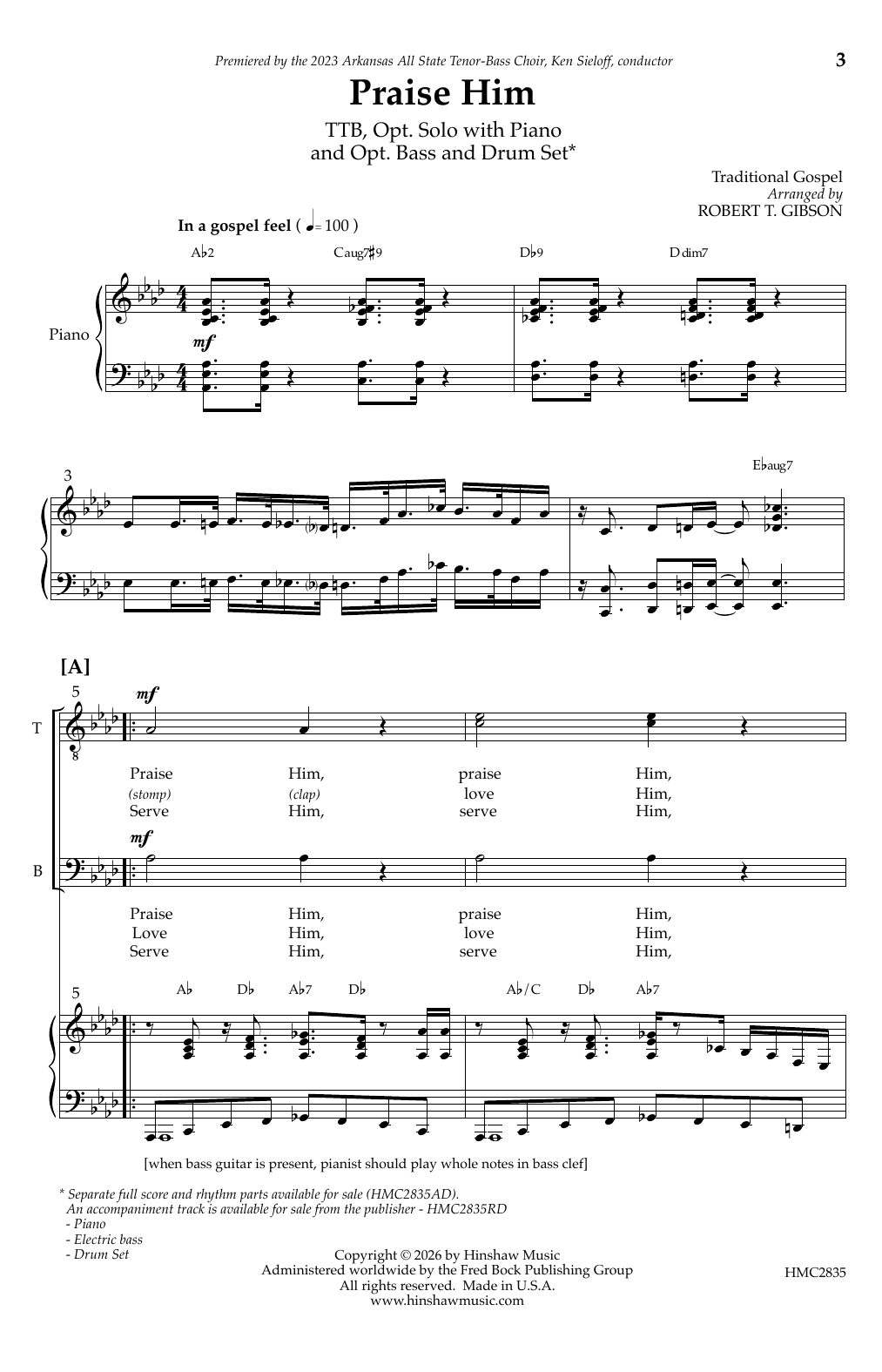Robert T. Gibson Praise Him Sheet Music Notes & Chords for TTBB Choir - Download or Print PDF