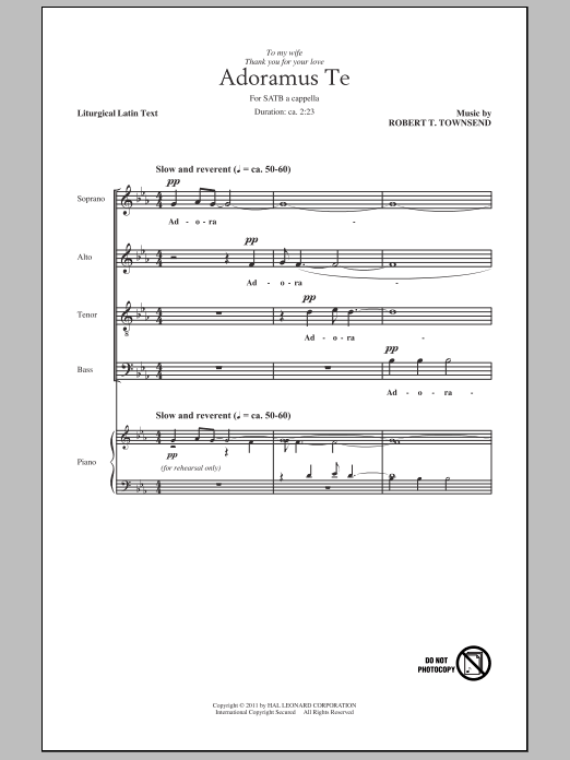 Robert T. Townsend Adoramus Te Sheet Music Notes & Chords for SATB - Download or Print PDF