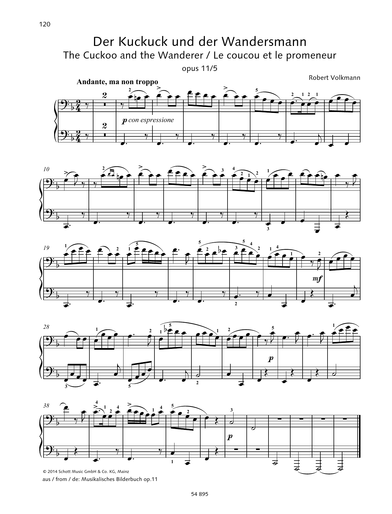 Robert Volkmann The Cuckoo and the Wanderer Sheet Music Notes & Chords for Piano Duet - Download or Print PDF
