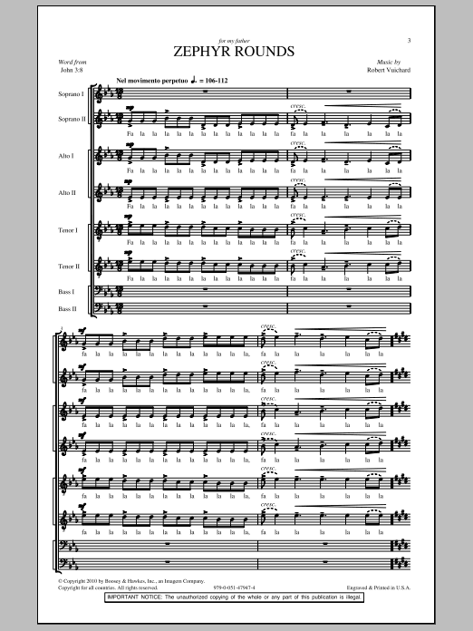 Robert Vuichard Zephyr Rounds Sheet Music Notes & Chords for SATB - Download or Print PDF