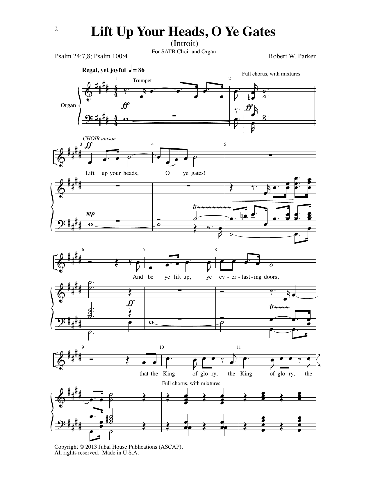 Robert W. Parker Lift Up Your Heads, O Ye Gates Sheet Music Notes & Chords for SATB Choir - Download or Print PDF