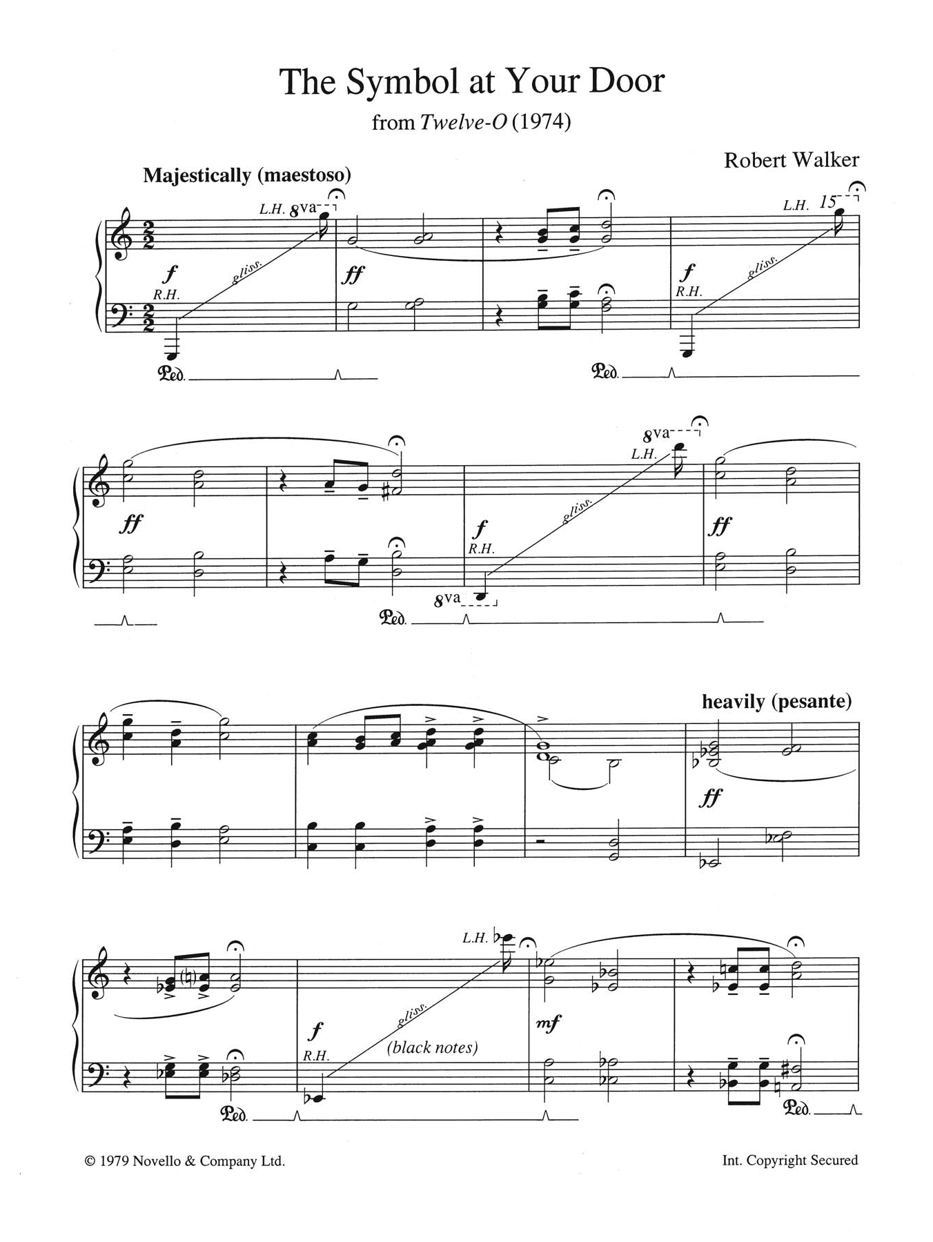 Robert Walker The Symbol At Your Door (from Twelve-O) Sheet Music Notes & Chords for Piano - Download or Print PDF
