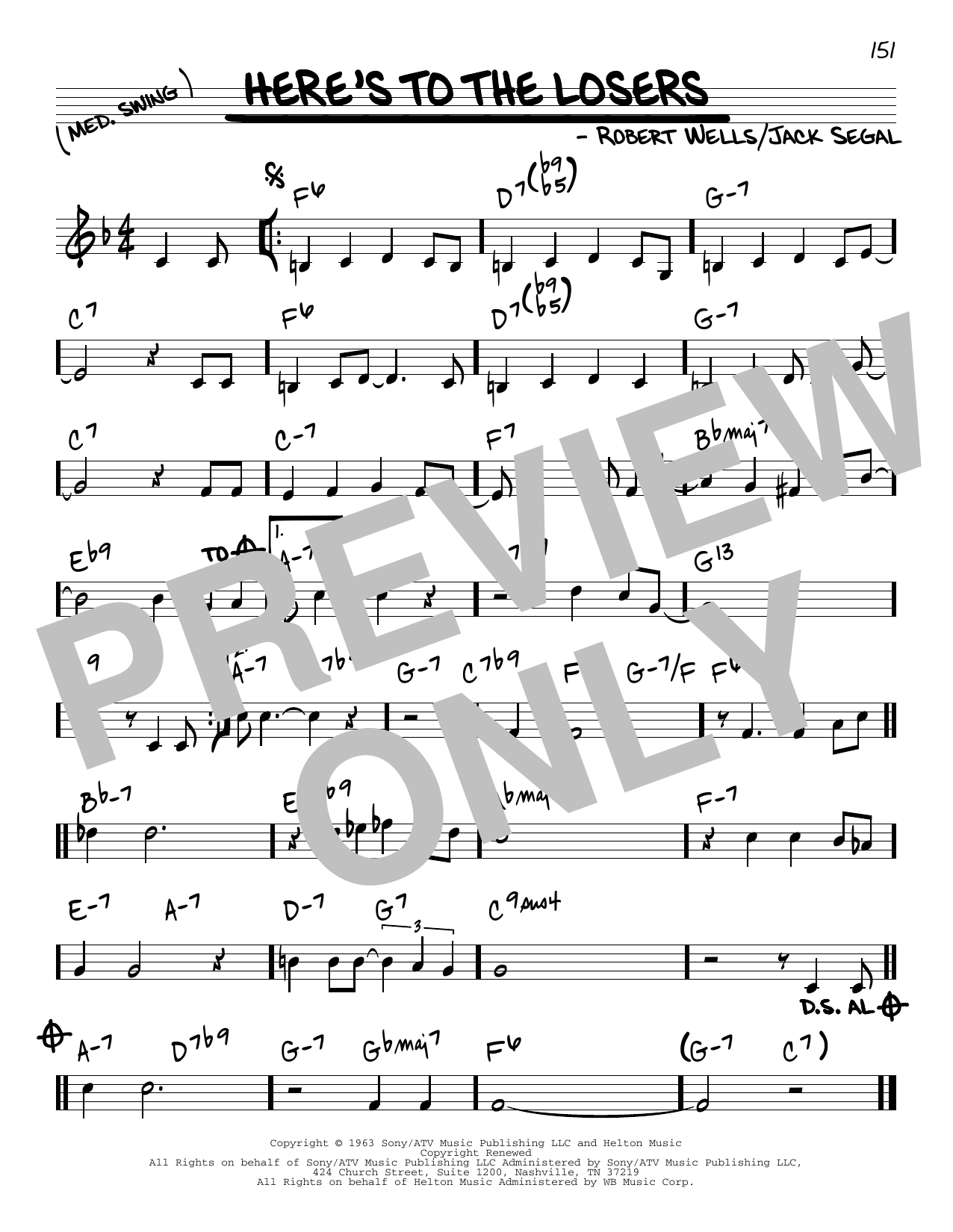 Robert Wells Here's To The Losers Sheet Music Notes & Chords for Real Book – Melody & Chords - Download or Print PDF