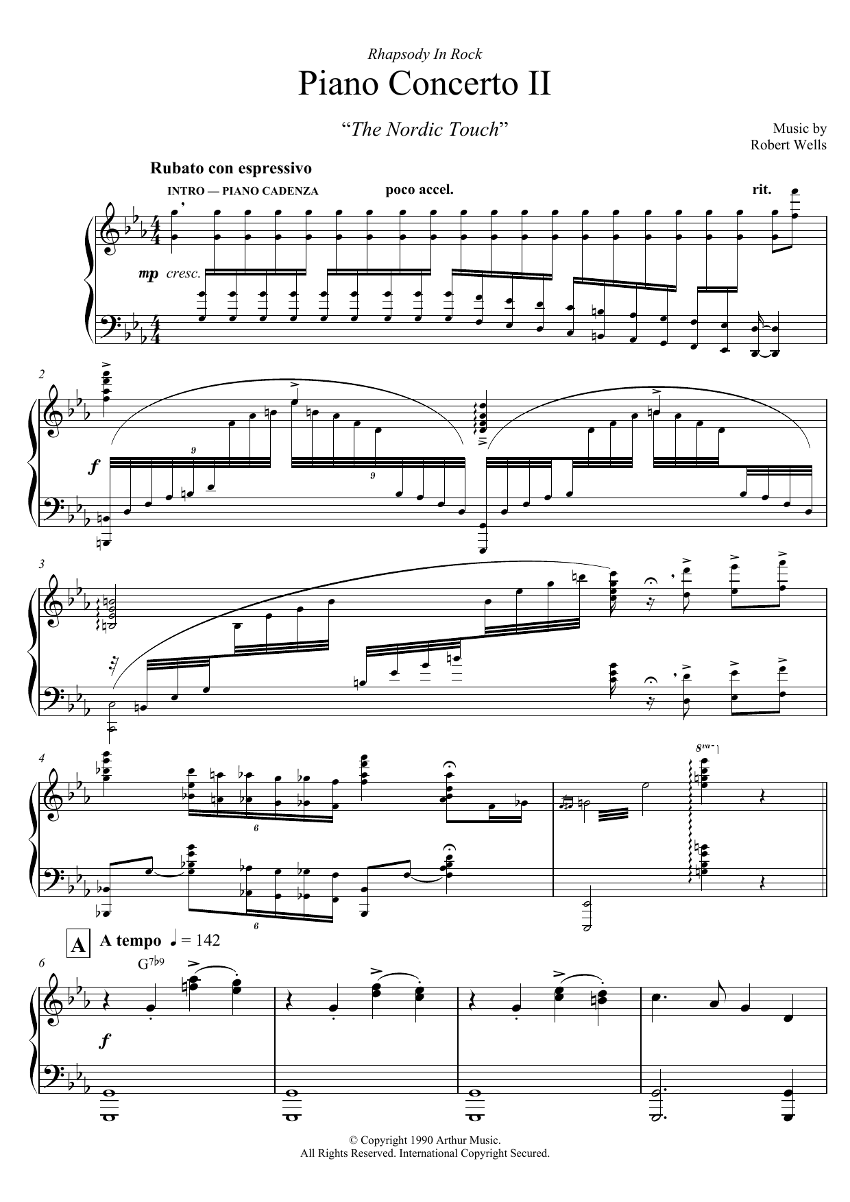 Robert Wells Piano Concerto: II. The Nordic Touch Sheet Music Notes & Chords for Piano - Download or Print PDF