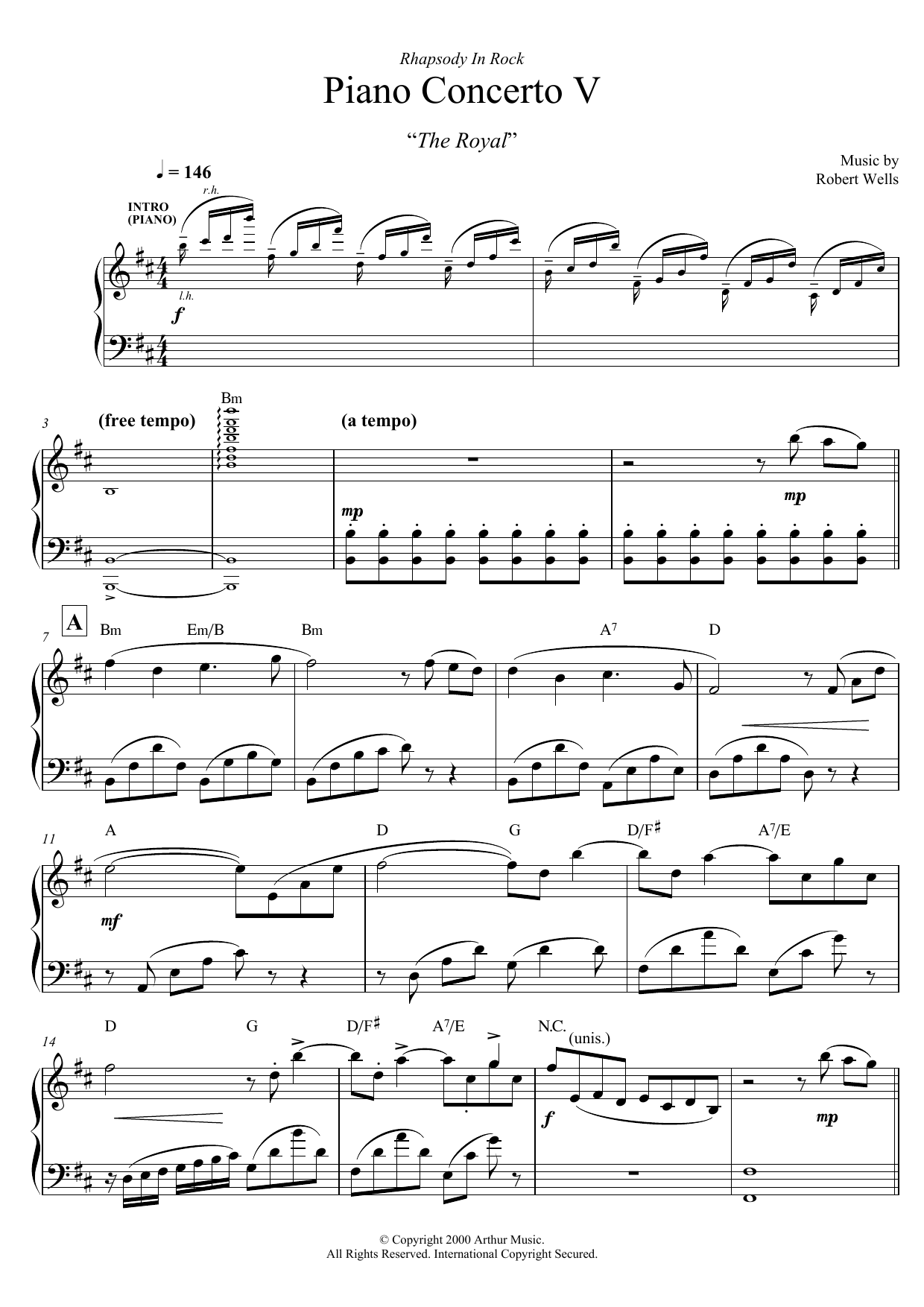 Robert Wells Piano Concerto: V. The Royal Sheet Music Notes & Chords for Piano - Download or Print PDF