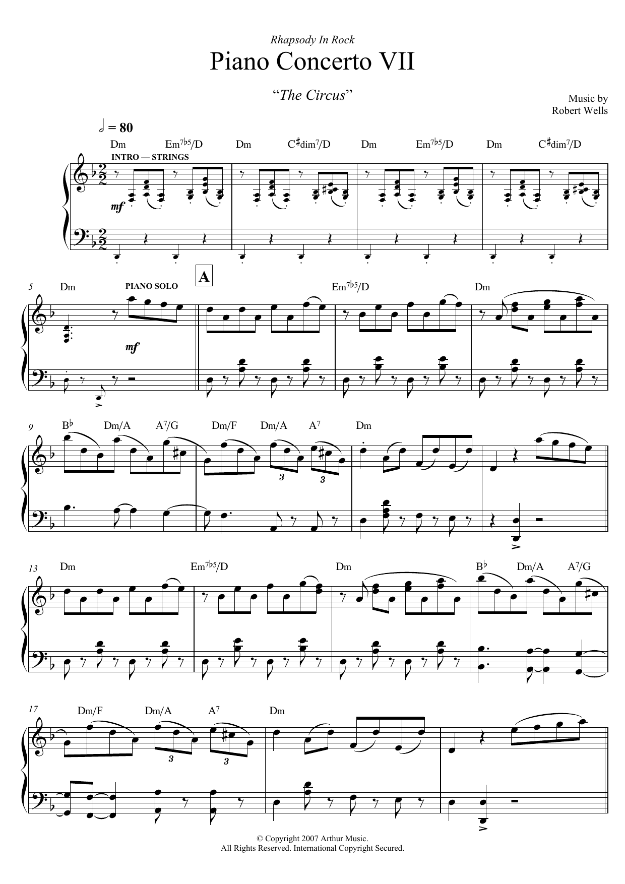 Robert Wells Piano Concerto: VII. The Circus Sheet Music Notes & Chords for Piano - Download or Print PDF