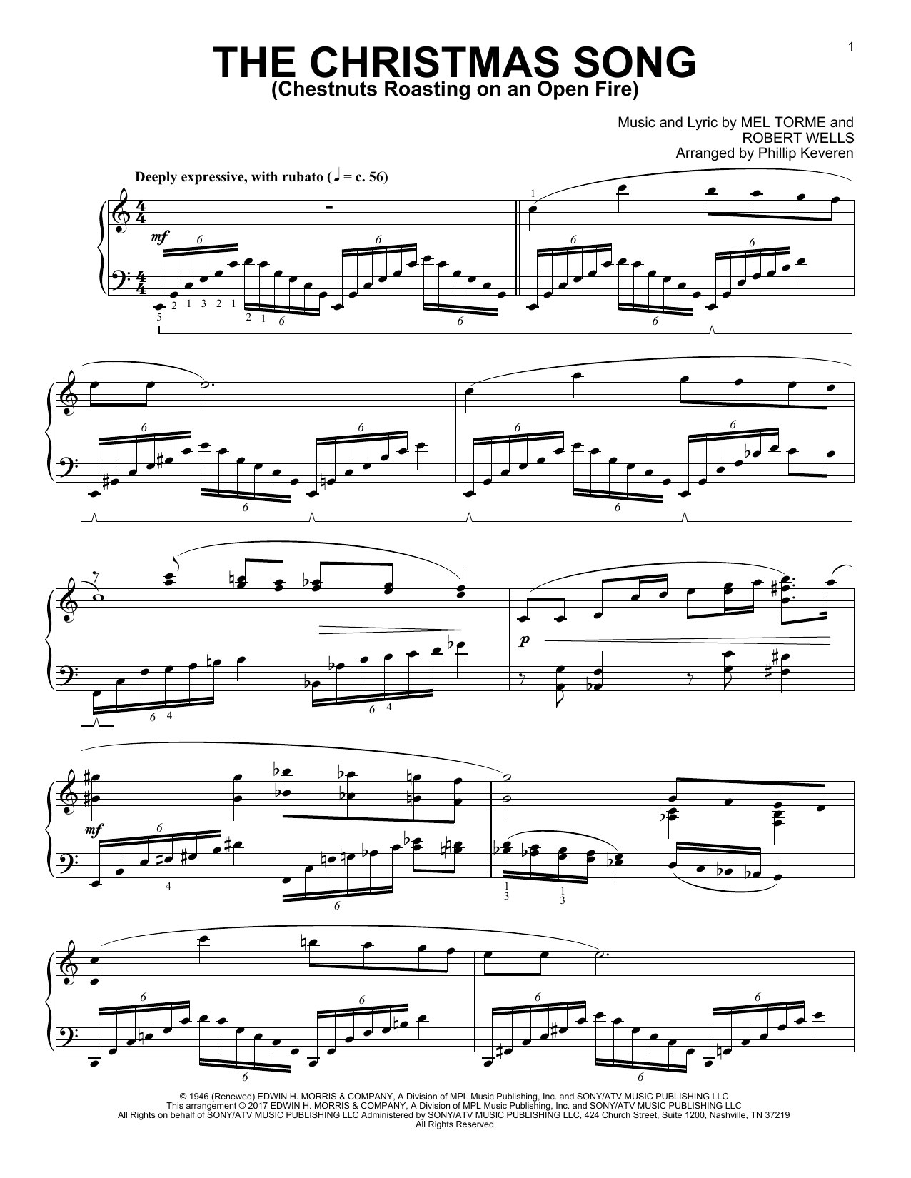Robert Wells The Christmas Song (Chestnuts Roasting On An Open Fire) [Classical version] (arr. Phillip Keveren) Sheet Music Notes & Chords for Piano - Download or Print PDF