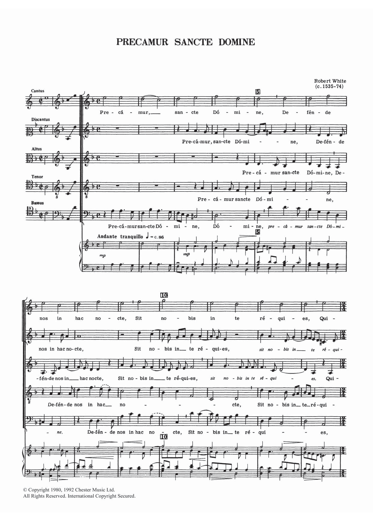 Robert White Precamur Sancte Domine Sheet Music Notes & Chords for Choral SAATB - Download or Print PDF