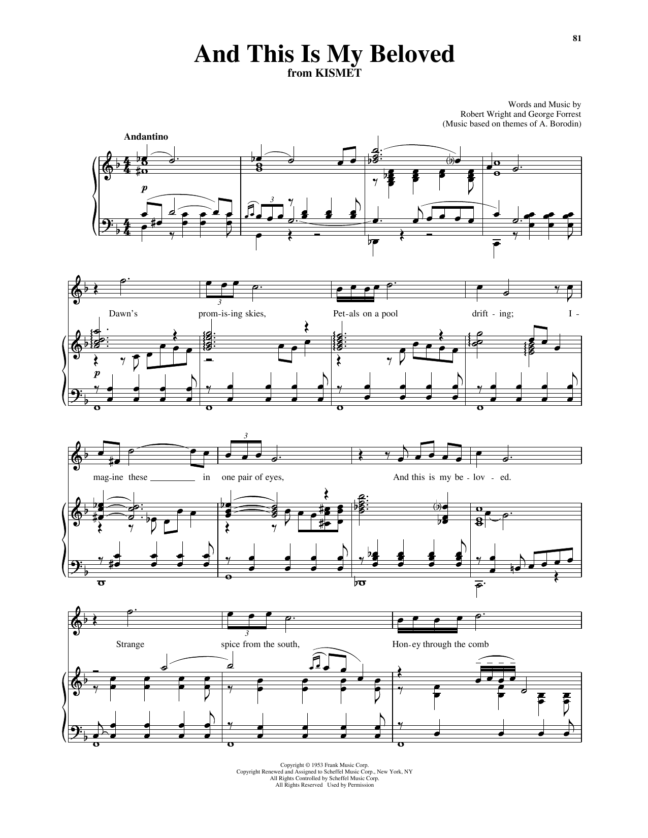 Robert Wright & George Forrest And This Is My Beloved (from Kismet) (High Voice) Sheet Music Notes & Chords for Piano & Vocal - Download or Print PDF