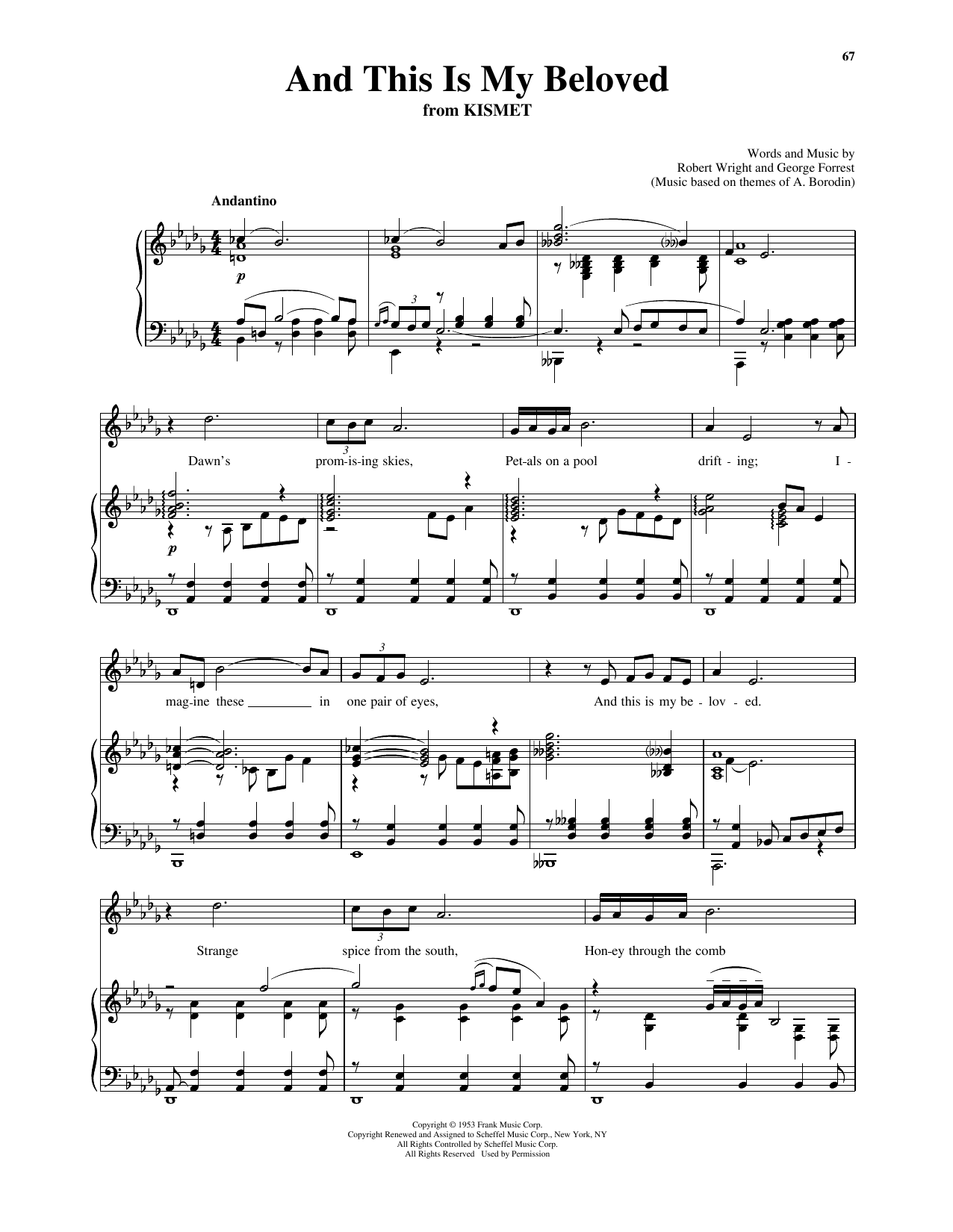 Robert Wright & George Forrest And This Is My Beloved (from Kismet) (Low Voice) Sheet Music Notes & Chords for Piano & Vocal - Download or Print PDF