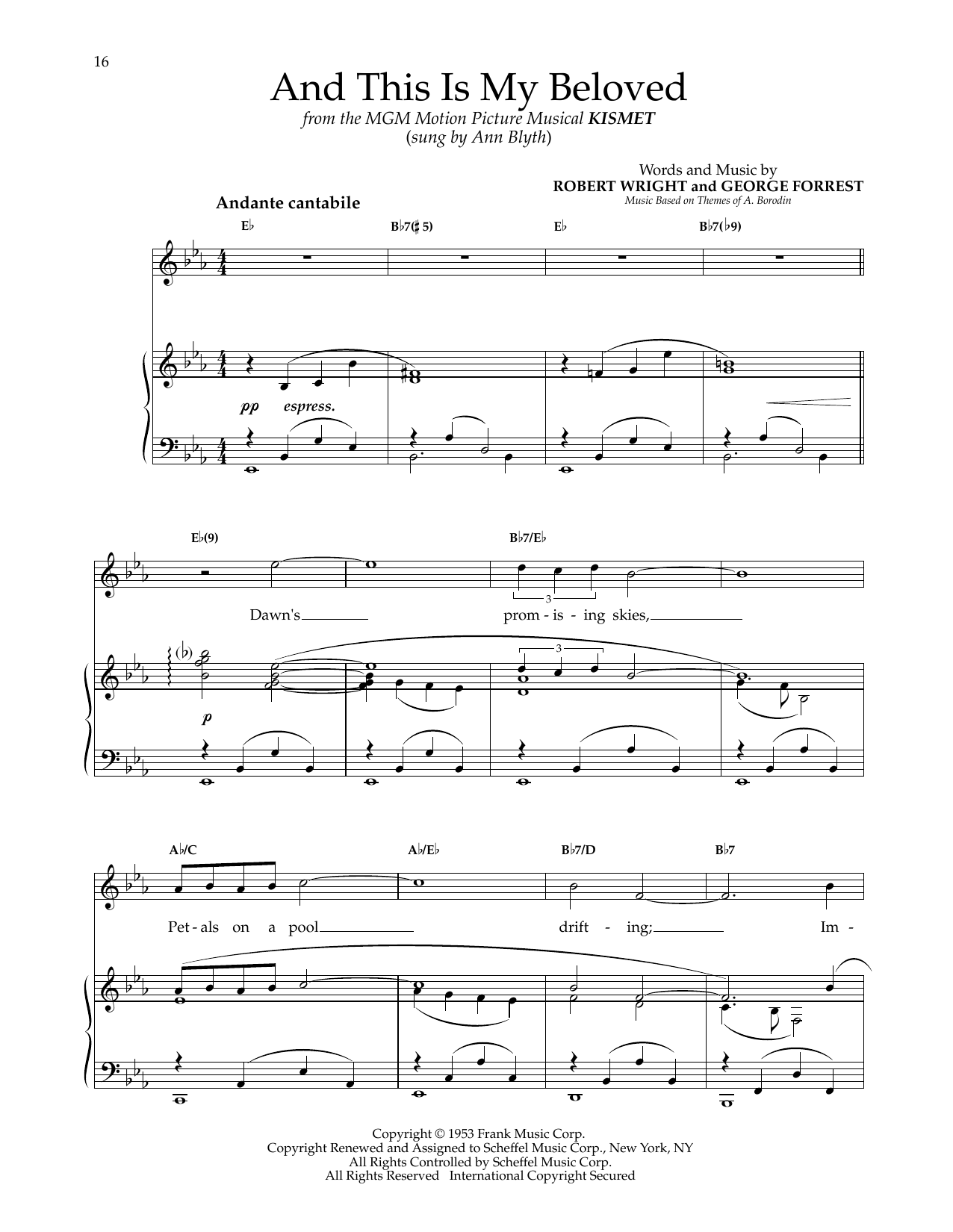Robert Wright And This Is My Beloved (from Kismet) Sheet Music Notes & Chords for Piano & Vocal - Download or Print PDF