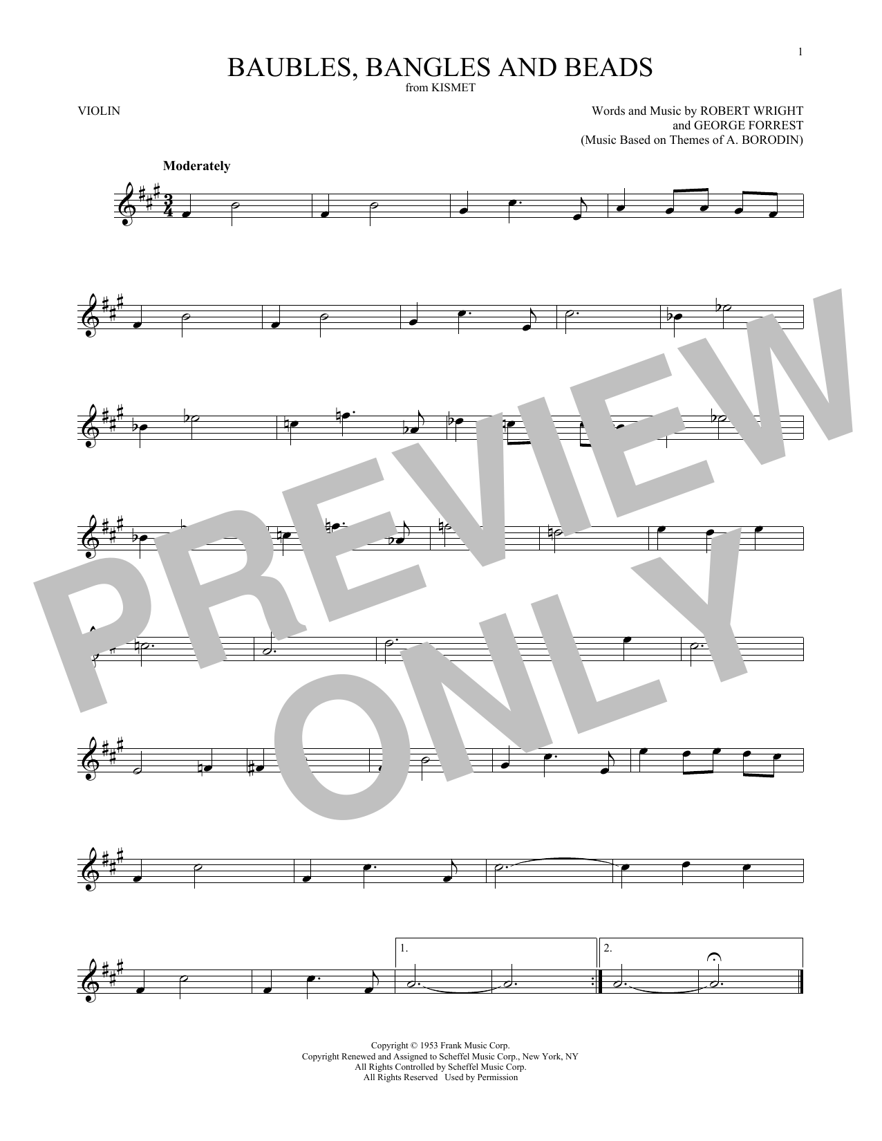 Robert Wright Baubles, Bangles And Beads Sheet Music Notes & Chords for Violin - Download or Print PDF