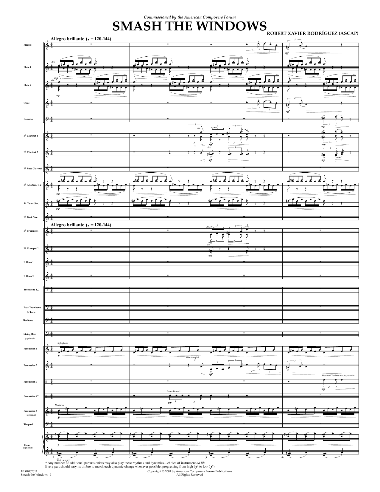 Robert Xavier Rodríguez Smash the Windows - Full Score Sheet Music Notes & Chords for Concert Band - Download or Print PDF