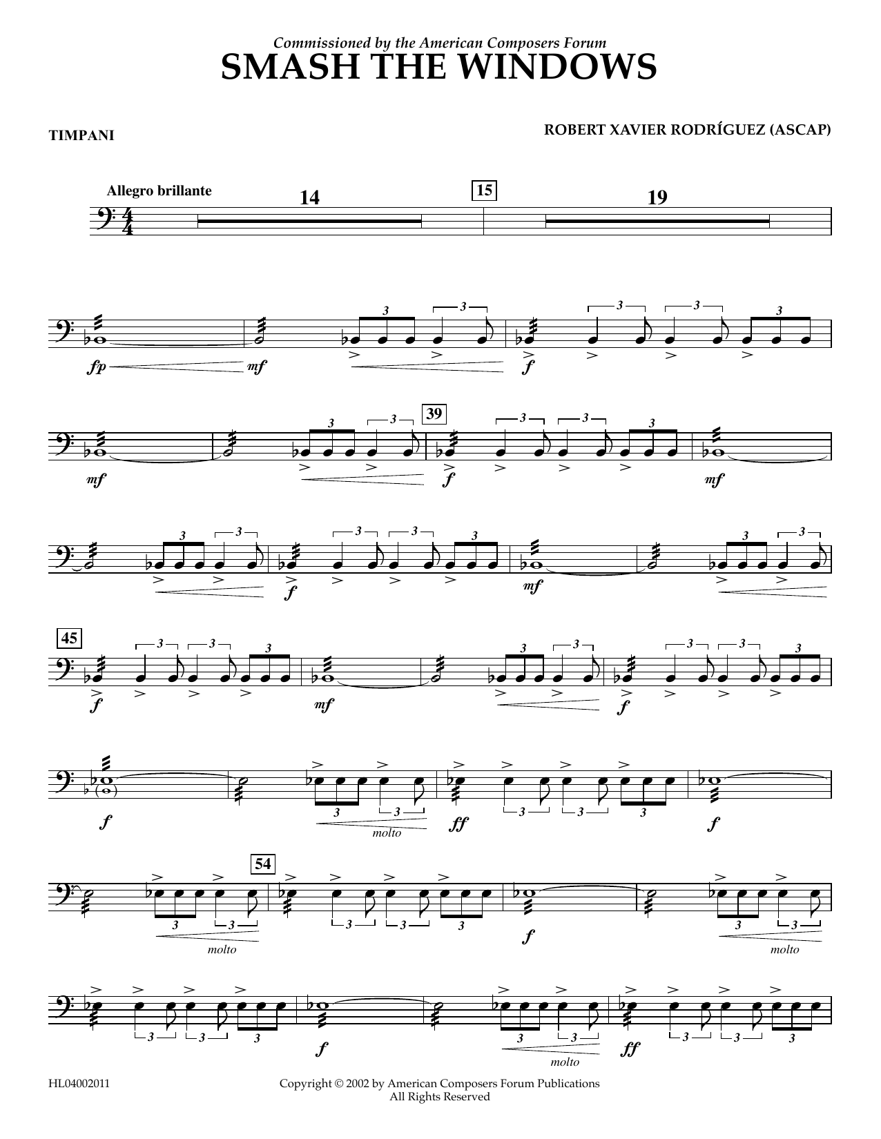 Robert Xavier Rodríguez Smash the Windows - Timpani Sheet Music Notes & Chords for Concert Band - Download or Print PDF