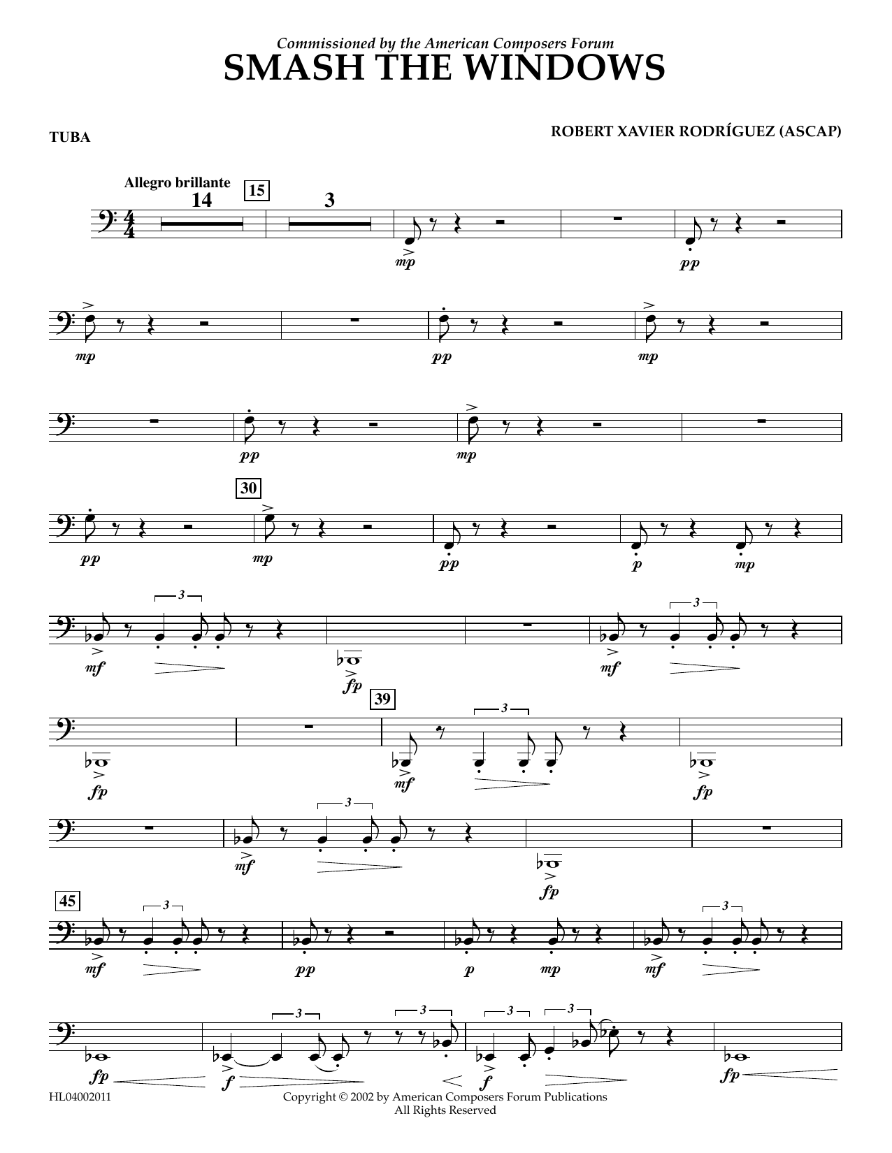 Robert Xavier Rodríguez Smash the Windows - Tuba Sheet Music Notes & Chords for Concert Band - Download or Print PDF