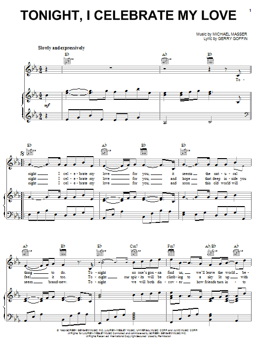 Roberta Flack Tonight, I Celebrate My Love Sheet Music Notes & Chords for Lyrics & Chords - Download or Print PDF