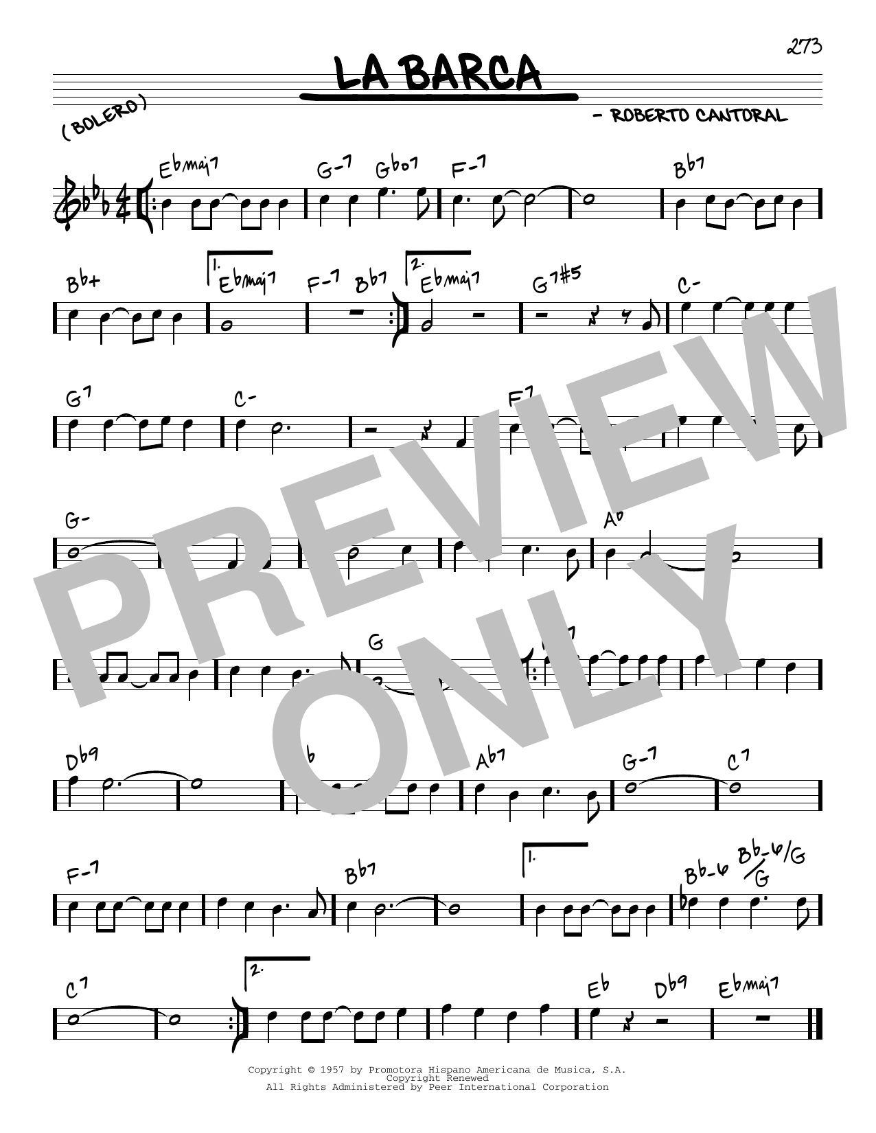 Roberto Cantoral La Barca Sheet Music Notes & Chords for Real Book – Melody & Chords - Download or Print PDF