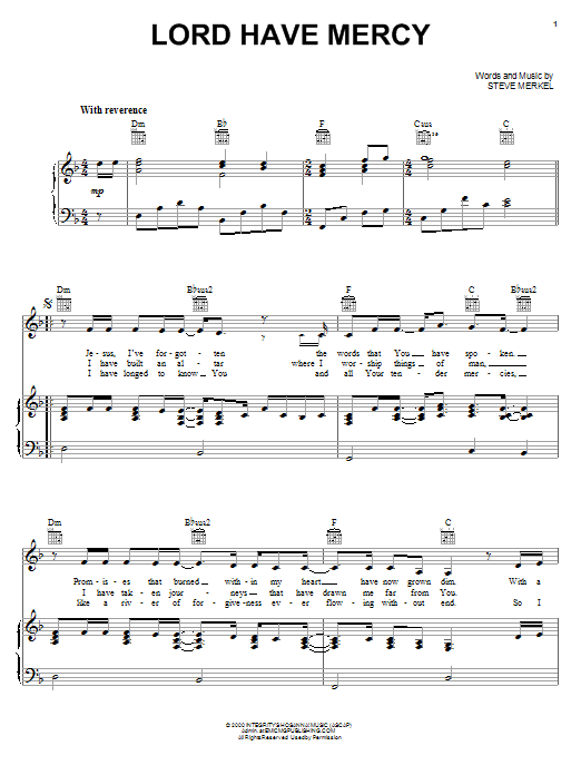 Robin Mark Lord Have Mercy Sheet Music Notes & Chords for Piano, Vocal & Guitar (Right-Hand Melody) - Download or Print PDF