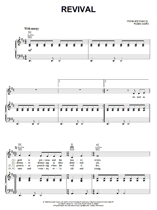 Robin Mark Revival Sheet Music Notes & Chords for Piano, Vocal & Guitar (Right-Hand Melody) - Download or Print PDF