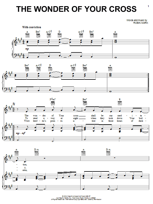 Robin Mark The Wonder Of Your Cross Sheet Music Notes & Chords for Piano, Vocal & Guitar (Right-Hand Melody) - Download or Print PDF