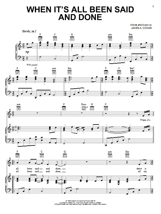 Robin Mark When It's All Been Said And Done Sheet Music Notes & Chords for Piano, Vocal & Guitar (Right-Hand Melody) - Download or Print PDF