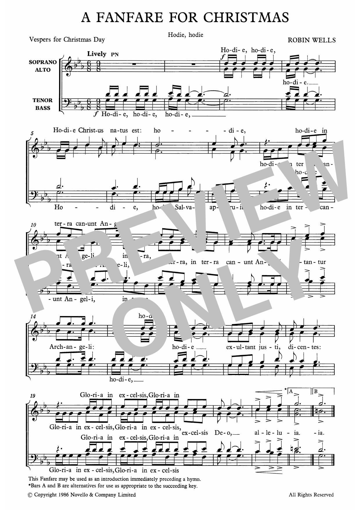 Robin Wells A Fanfare For Christmas Sheet Music Notes & Chords for SATB Choir - Download or Print PDF