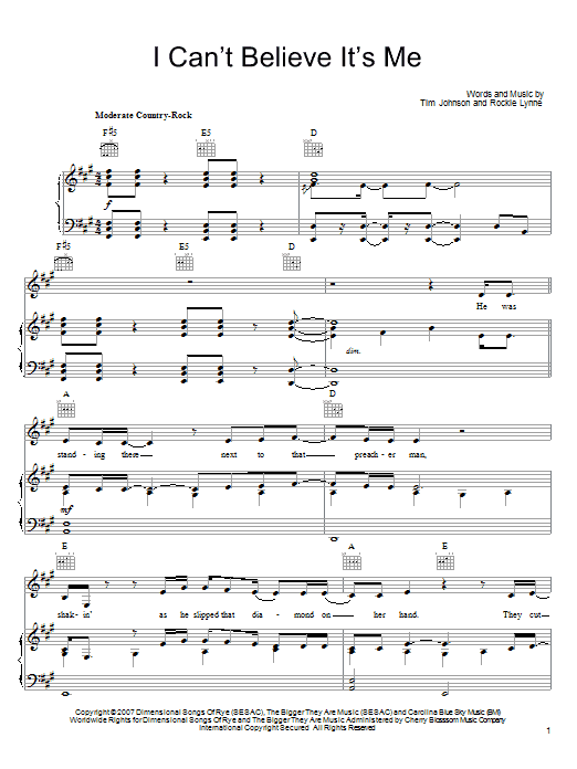 Rockie Lynne I Can't Believe It's Me Sheet Music Notes & Chords for Piano, Vocal & Guitar (Right-Hand Melody) - Download or Print PDF