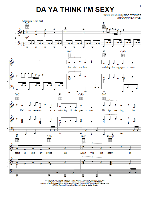 Rod Stewart Da Ya Think I'm Sexy Sheet Music Notes & Chords for Piano, Vocal & Guitar (Right-Hand Melody) - Download or Print PDF