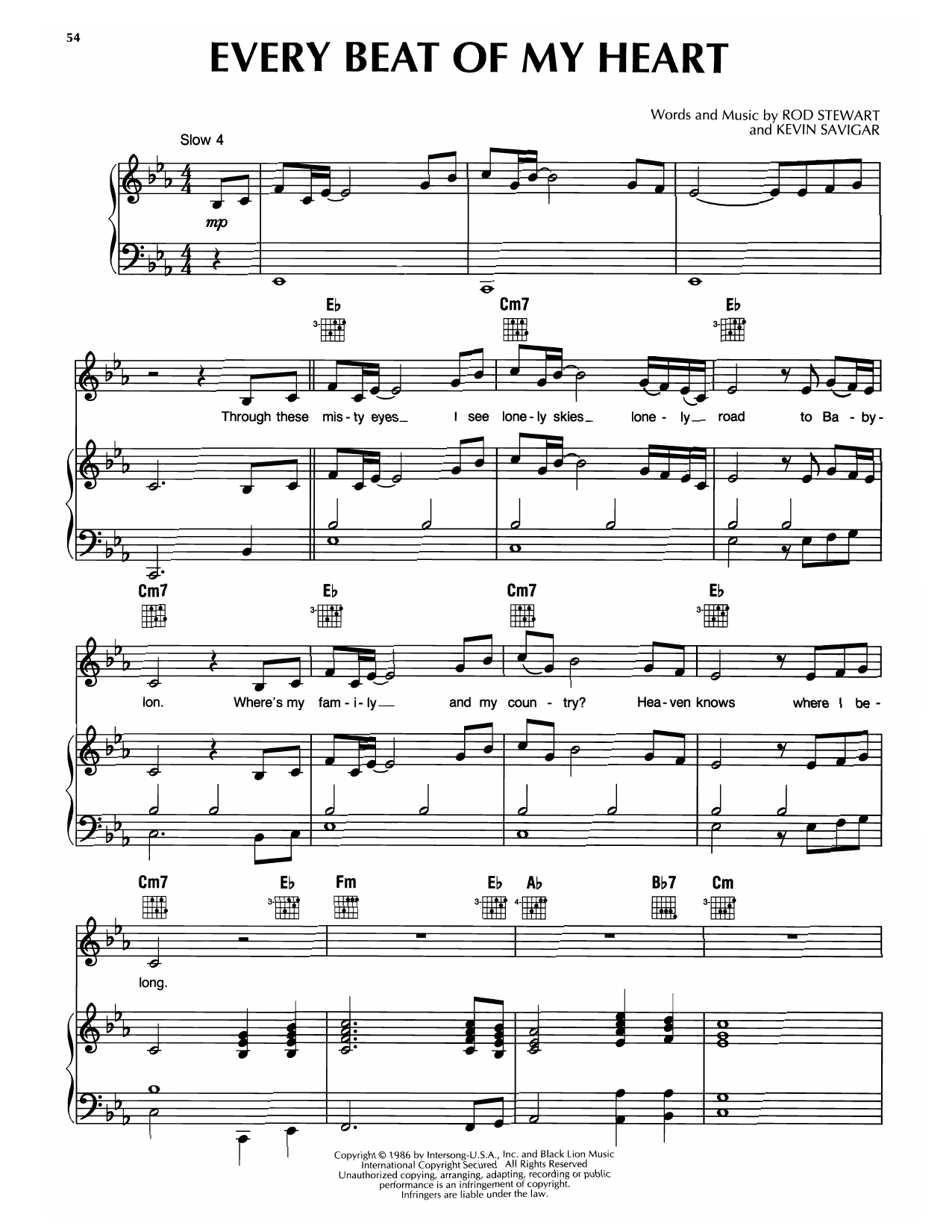Rod Stewart Every Beat Of My Heart Sheet Music Notes & Chords for Piano, Vocal & Guitar Chords (Right-Hand Melody) - Download or Print PDF