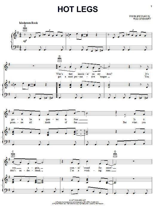 Rod Stewart Hot Legs Sheet Music Notes & Chords for Melody Line, Lyrics & Chords - Download or Print PDF