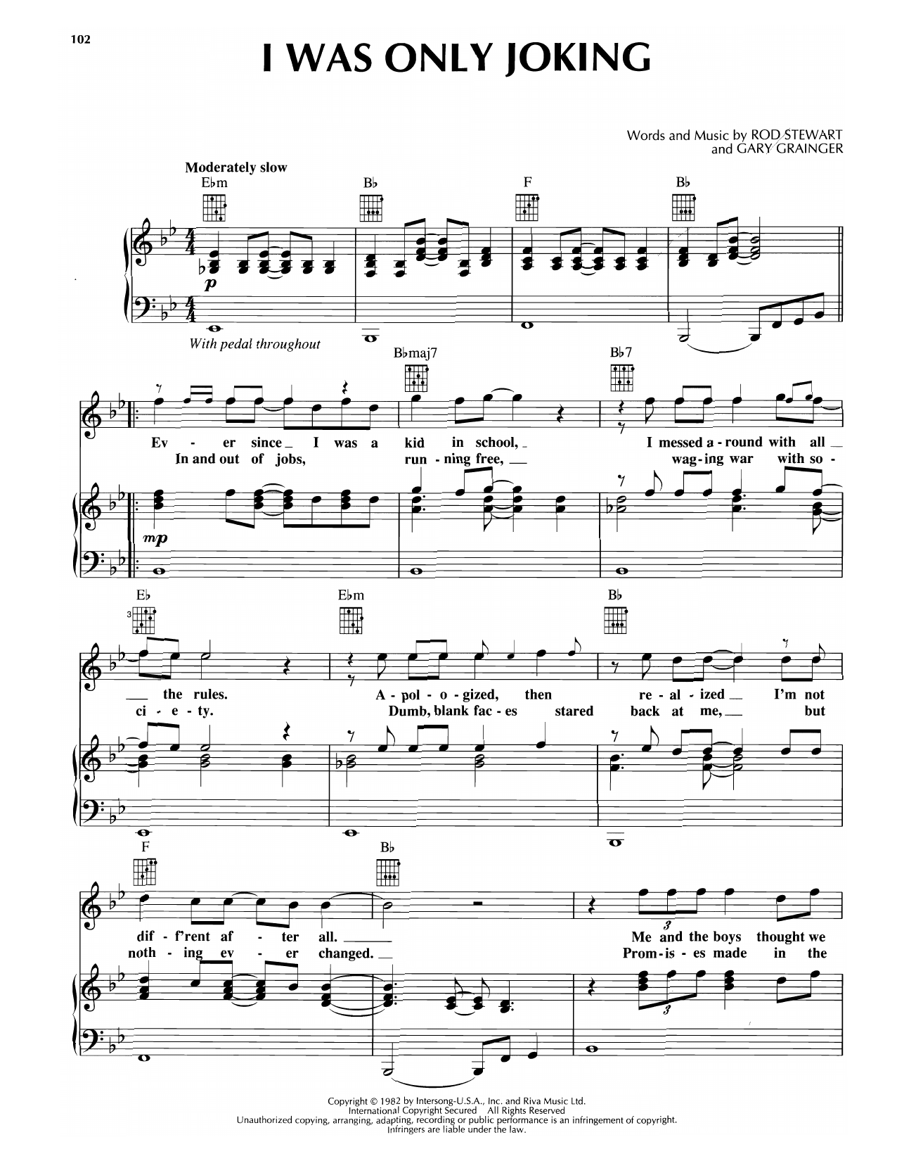 Rod Stewart I Was Only Joking Sheet Music Notes & Chords for Piano, Vocal & Guitar Chords (Right-Hand Melody) - Download or Print PDF